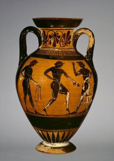 Panathenaic Amphora with Three Athletes by Greek